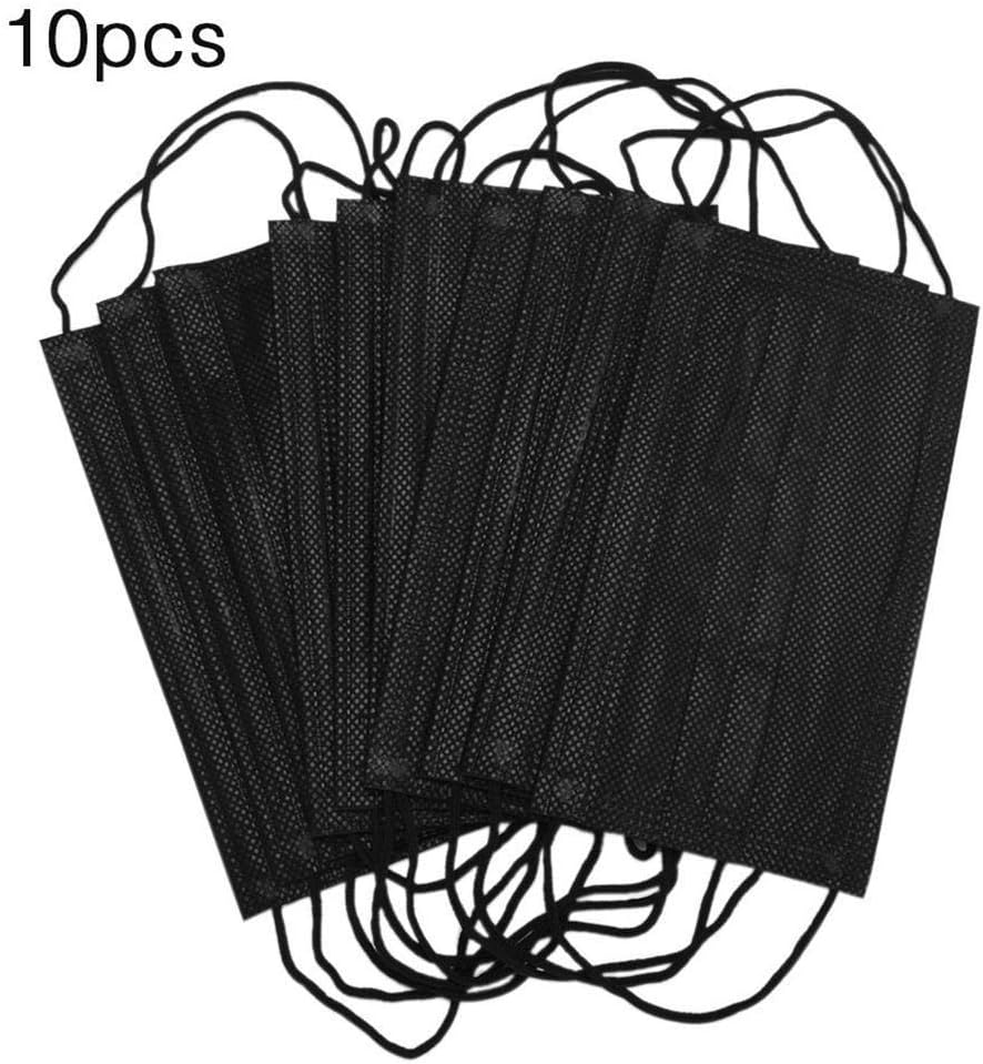 Masite 10Pcs Unisex Black Disposable Soft Breathability Earloop Face M a s ks
