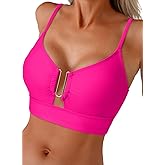 Herseas Push Up Bikini Tops for Women U-Wire Cutout Swimsuit Summer Beach Bathing Suit Tops Only