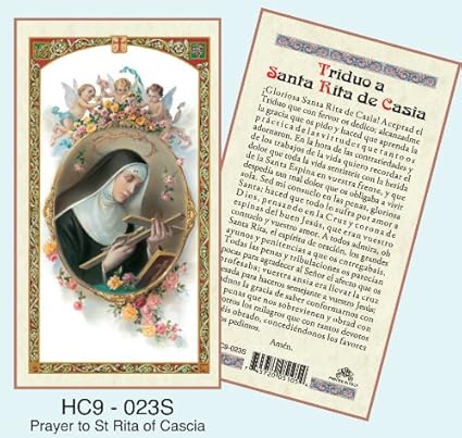 Amazon Com Triduo A Santa Rita De Casia Laminated Prayer Cards