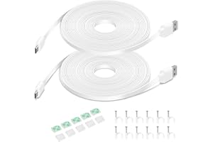 DIANMU 2Pack 26FT Flat Power Extension Cable for Wyze Cam v4/v3/OG/v3 Pro, Blink Mini/Outdoor 3rd, Simplisafe, Arlo Essential, Charging Power Cord for Security Camera (Not for WyzePan v3, Not Type-C)