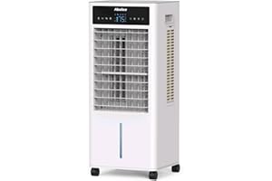 Abolee Evaporative Air Cooler, Portable Evaporative Air Cooler for Bedroom, 2.4Gal Tank with Fan & Humidifier, Remote, 4 Ice Packs, 3 Speeds, 4 modes, 12H Timer, for Room Indoors