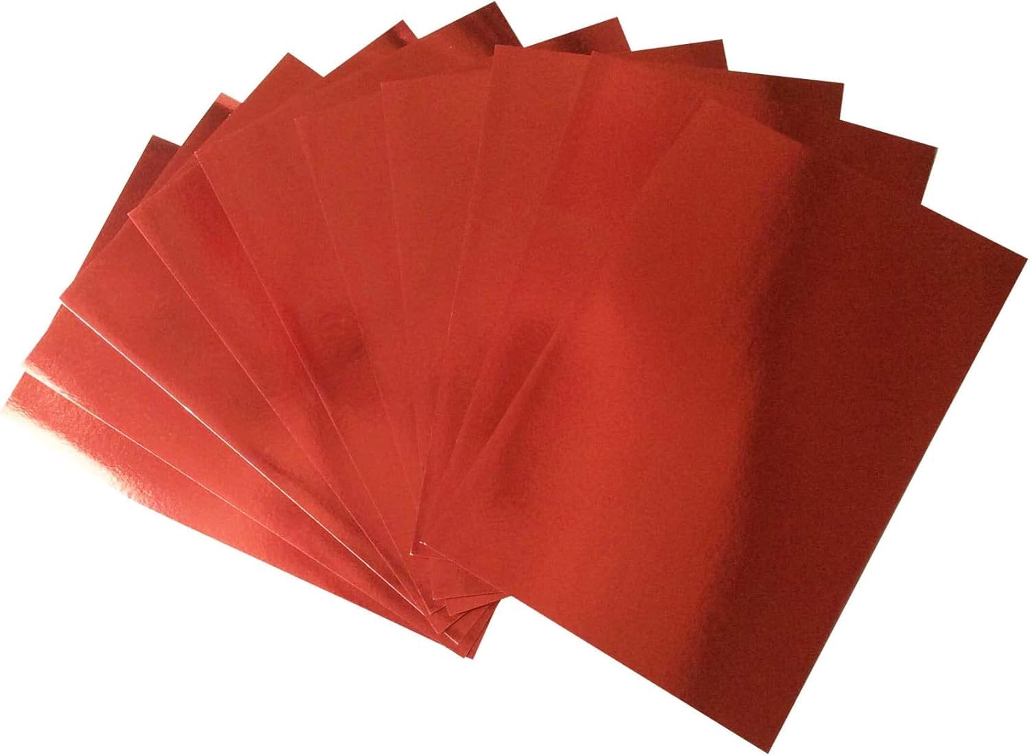 Photo 1 of 20 Sheets Premium Red Mirror foil Board Sparkling Assorted Colors Cardstock Reflective, Shiny Poster Board 12 x 8 inches 250GSM Use For Scrapbooking Paper Cutting Bending Or Shaping