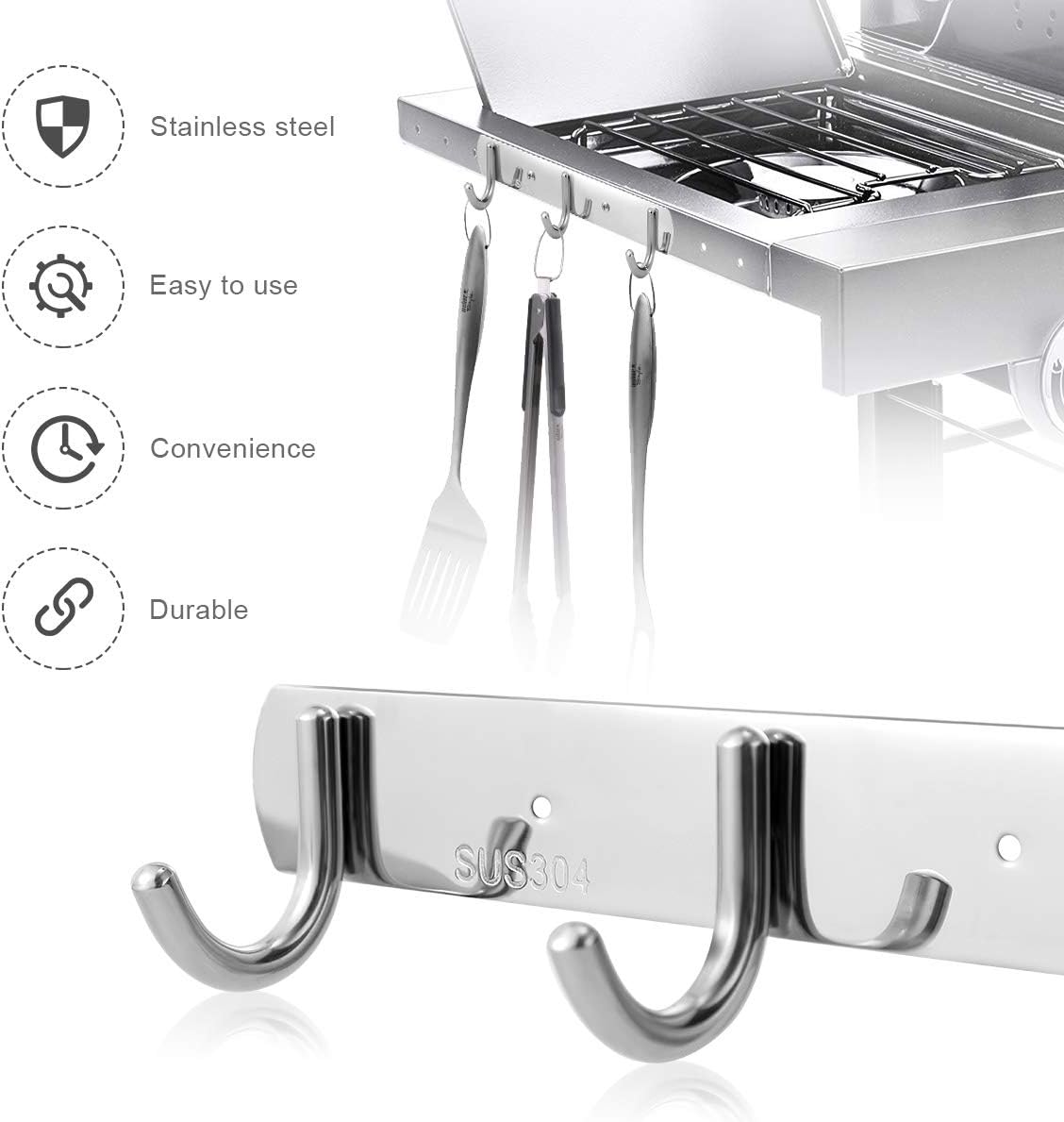 AIEVE Grill Hooks for Utensils, 2 Pack Heavy Duty BBQ Utensil Holder Grill Hanger Hooks Organizer for Char Broil Gear Trax System for Hanging Grilling and Cooking Utensils Outdoor Barbecue Tools : Garden & Outdoor