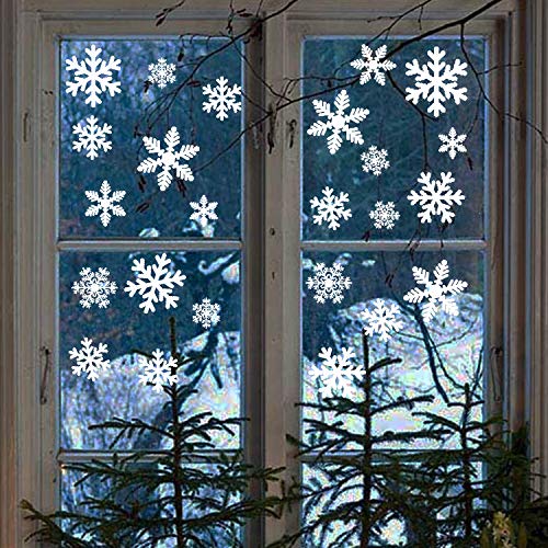 Tifeson White Snowflakes Window Clings Static Decal Stickers - Xmas Holiday Christmas Clings Window Stickers - Removable Winter Ornaments Decorations (6 Sheets)