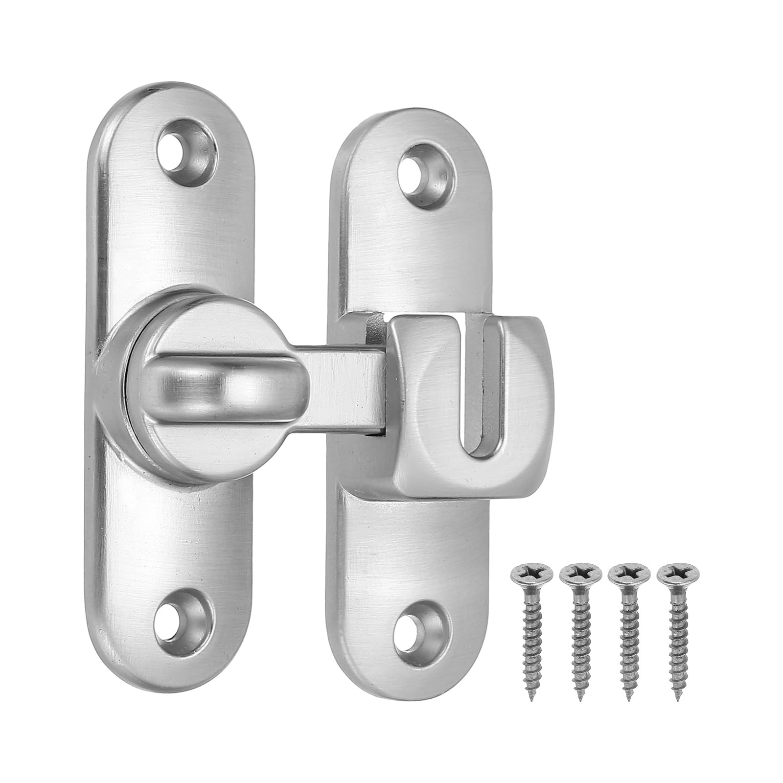 PATIKIL 1 Pack Flip Sliding Door Latch Safety Bar Gate Lock Hardware for Cabinet Bathroom Bedroom Garden, Silver