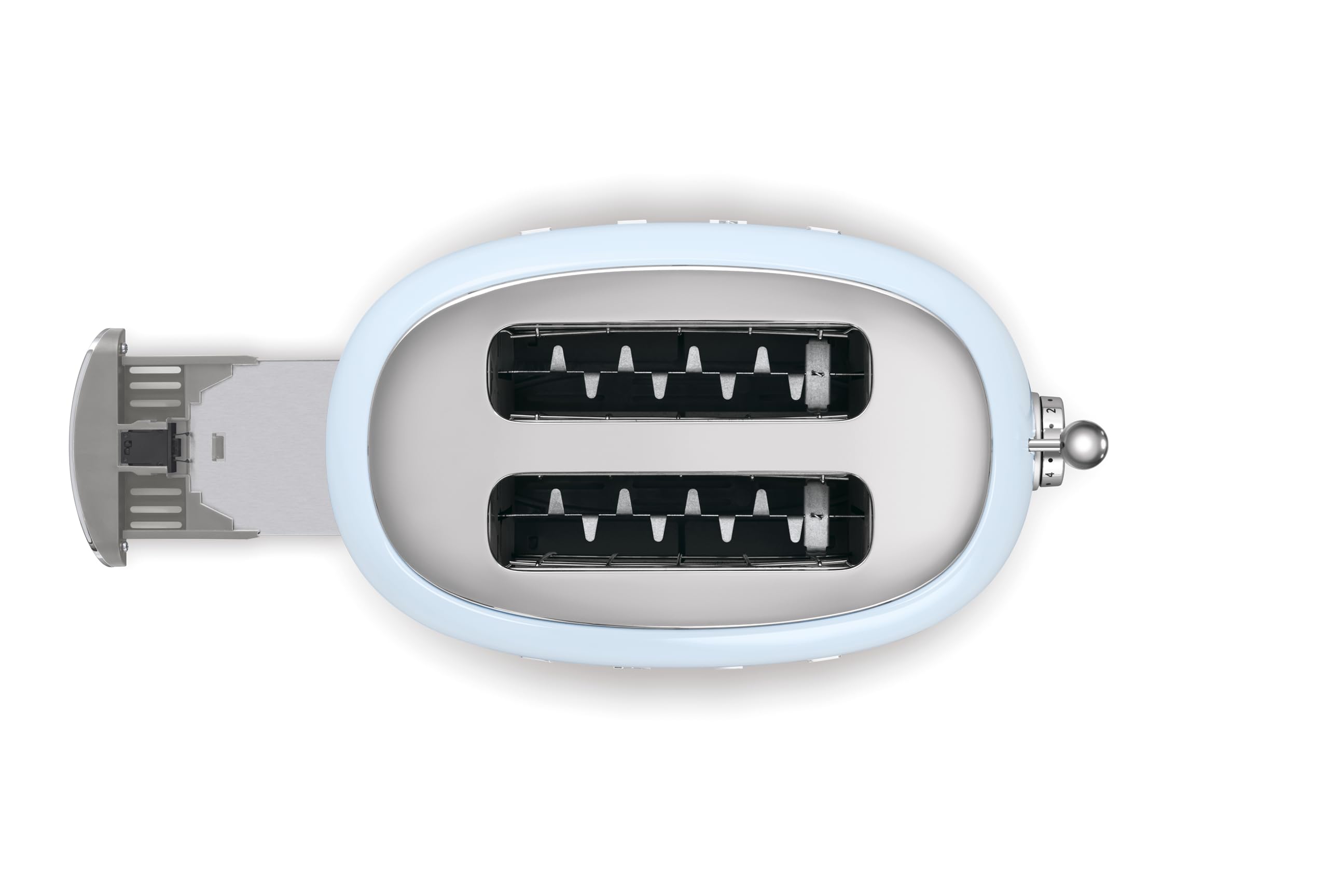 SMEG Tostadora de 2 rebanadas con 6 presintonías y función de descongelación y bandeja recogemigas extraíble TSF01PBUS, azul pastel