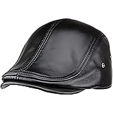 Men's Genuine Cowhide Newsboy Cap Leather Hat Adjustable Beret Caps Classic Golf Flat Ivy Cap Gatsby Driving Fishing Hat