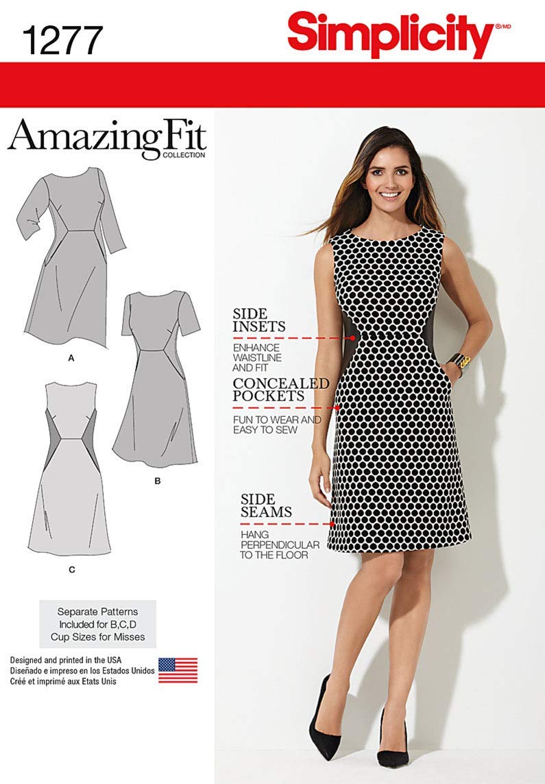 Simplicity Sewing Pattern 1277: Miss and Plus Amazing Fit Dress, Size, Paper, White, BB (20W-28W)
