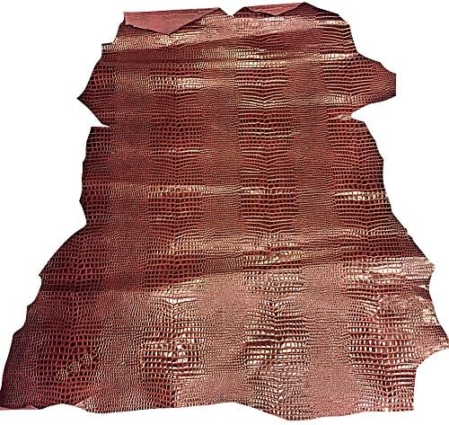 Quality Calf Skin Leather Hide – Burgundy Snakeskin Embossed - 9 sq ft - 3-4 oz avg Thickness – Upholstery Material – Craft Supply – Large Genuine Leather Pelts – Leather Treasure Shop