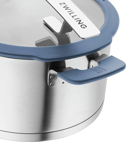 Juego de ollas ZWILLING Simplify de 5 piezas, con pico vertedor, asas que no se calientan, aptas para inducción, acero inoxidable, azul