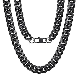 Black Chain Men 20 inch 14MM Chunky Chain Clasp
