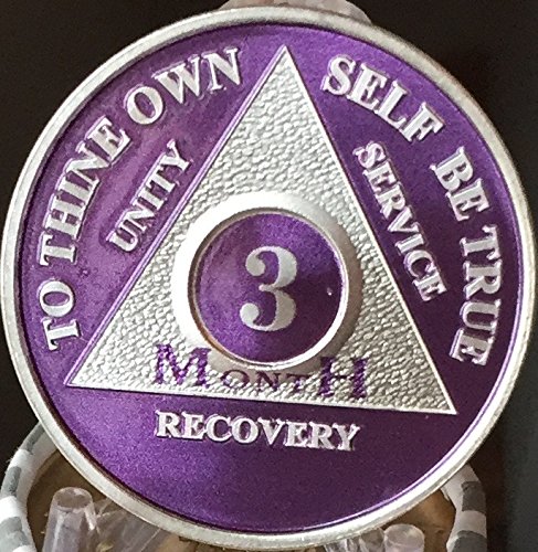 3 Month Purple Silver Plated AA Medallion 90 Day Chip