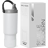 Simple Modern Trek Pivot | 24oz Kids Flip Straw Tumbler with Handle and Silicone Boot | Insulated Water Bottle Stainless Steel Cup | School Travel Jug | Ice Granite
