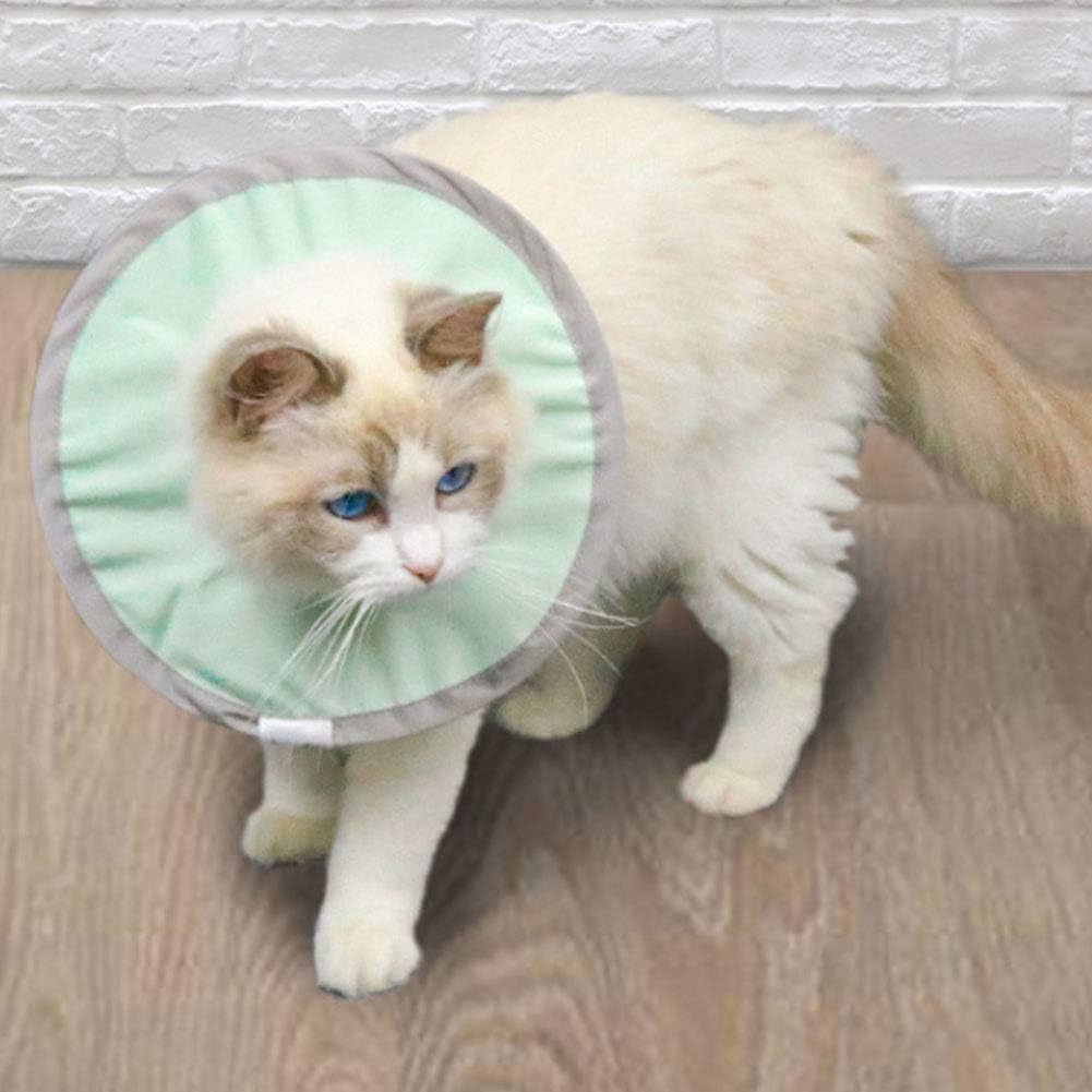 KUIDAMOS Pet Cat Anti-Licking Elizabethan Collar After Operation,Anti-bite Light Breathable Collar,Not Block Sight Cloth Collar,for Cats After Surgery(L) - Image 4