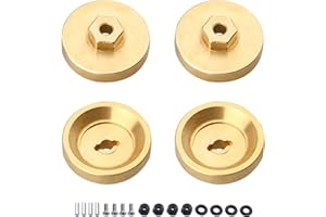 Hobbypark Brass Wheel Weights Hex Adapter 4mm w/Locknuts for AXIAL SCX24 Deadbolt AXI90081 Upgrades 1/24 RC Crawler Car (Set of 4)