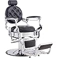 Antlu Barber Chair Salon Chair Hair Stylist, Vintage Heavy Duty 700lbs Hair Styling Chairs for Barbershop Beauty Tattoo Massage (Black-Silver)