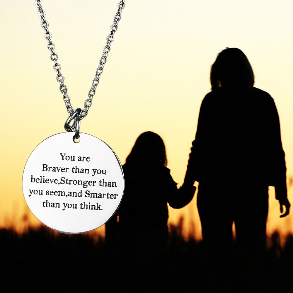 Gagafeel Women Girls Stainless Steel Disc Necklace She Believed She Could So She Did Christmas Gift (Style 1-Big)