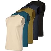 Real Essentials 5 Pack: Men's Cotton Sleeveless Crewneck Tank Top Casual Shirts Tees (Big & Tall Available)