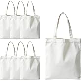 ORJ Canvas Tote Bag Bulk 13x15 Inches Sublimation Tote Bags,White Reusable Grocery Shopping Tote Bags for DIY Gifts (white Canvas Bags 32x37cm * 6PCS)