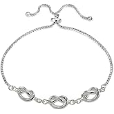 Hoops & Loops Sterling Silver Polished Pretzel Love Knot Adjustable Bracelet