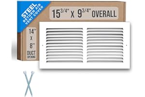 Fits 14x8 Duct Opening | Steel Return Air Grille by Handua | Vent Cover Grill for Sidewall and Ceiling | White | HVAC Cold Air Intake Grille | Outer Dimensions: 15.75"W X 9.75"H