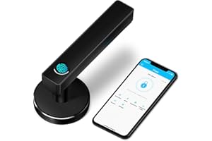 KUCACCI Smart Door Lock, Fingerprint Door Lock, Smart Locks Front Door, Smart Door Knob, Digital Door Lock, Bluetooth Door Lock, Smart Lever Door Lock for Bedroom Office Home(2nd Gen Black)