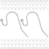 BEADNOVA Earring Hooks 150pcs Silver Ball Dot Ear Wire with Rubber Backs Earwire for Jewelry Making Earring Supplies (150pcs Ear Wire and 150 pcs Backs, Total 300pcs)