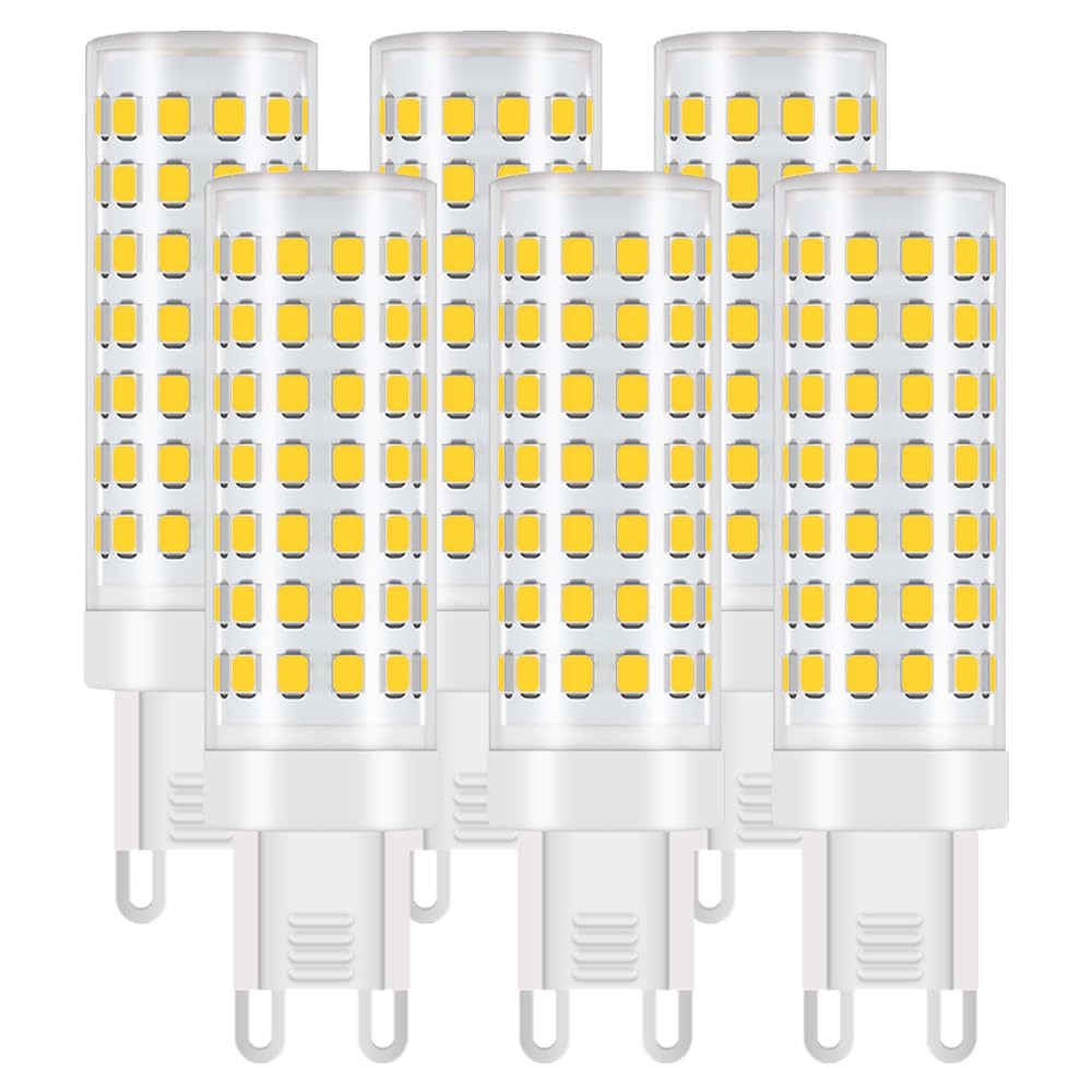YELANGU G9 LED Light Bulbs 4000K Warm White 7W Equivalent to 80W Halogen Replacements, Bi-Pin Base, LED Light Bulbs for Home and Office Use, 6 Count