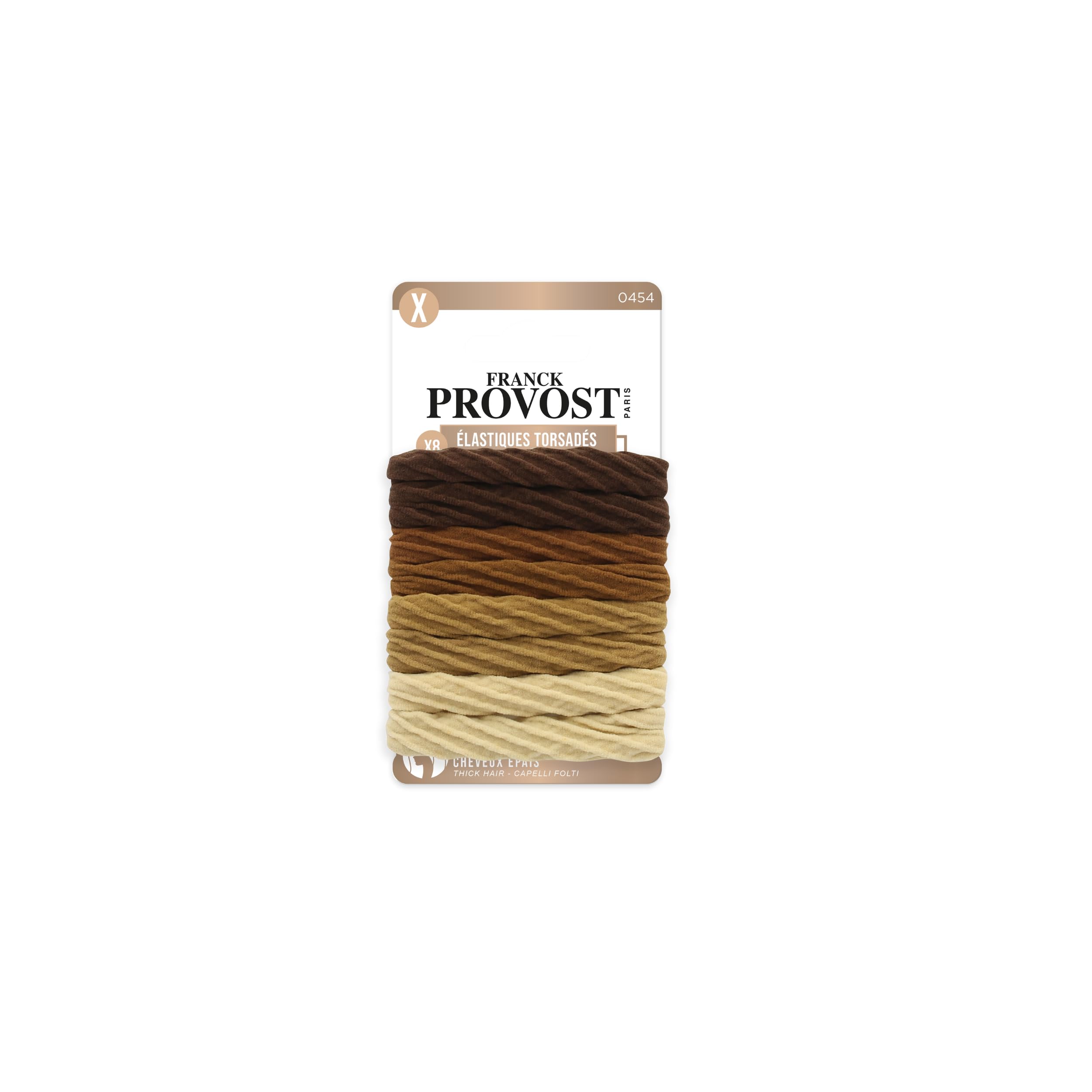 Franck Provost Thick Hair Elastics x 8, Assorted colors