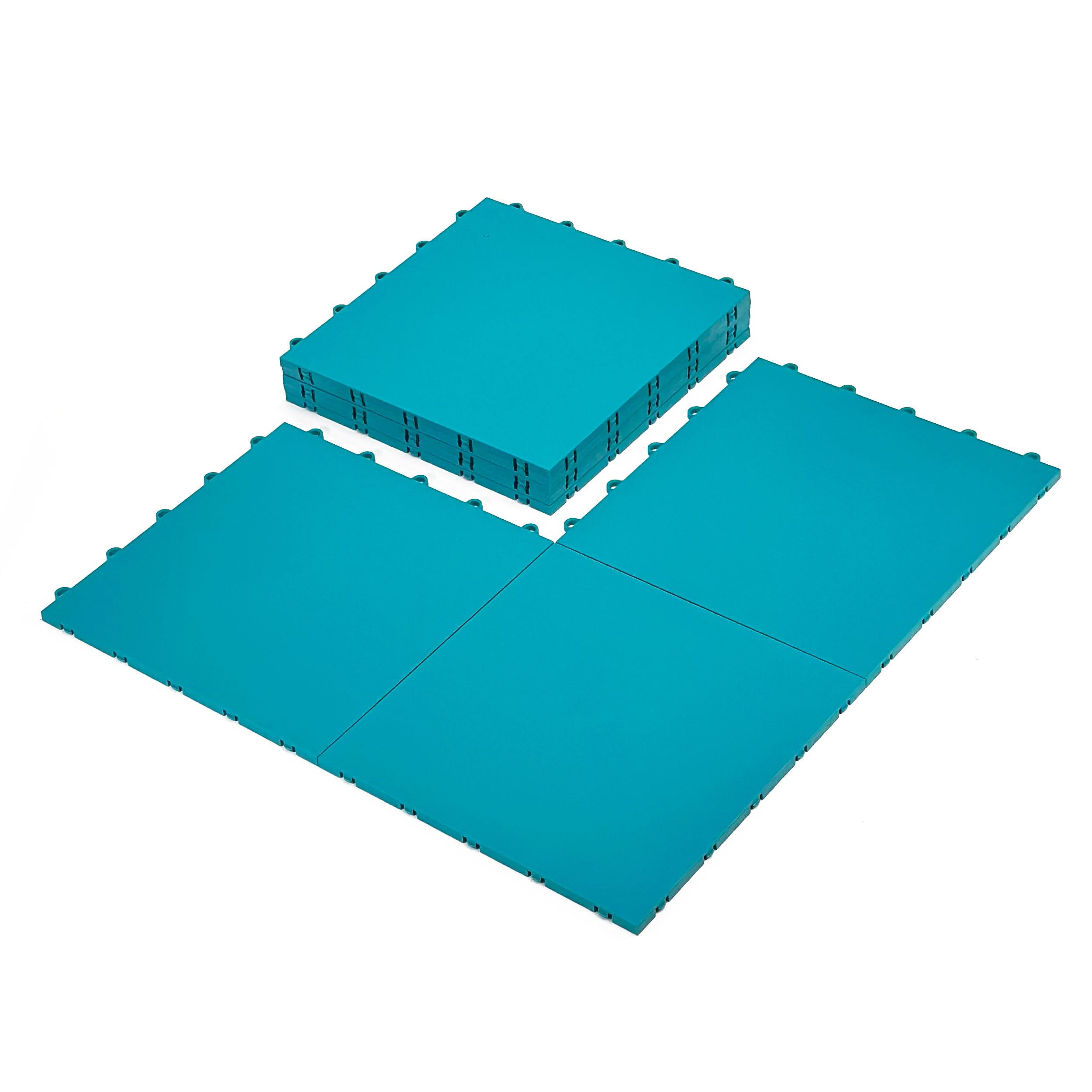 Photo 1 of InOut Flooring 8 Teal Tiles - High Durability Colored Flooring Tiles - Interlocking Versatile Training Surface - Roller Skate Indoor&Outdoor, Dance Floor Tiles, Basketball Tiles, Multi Sports Floor