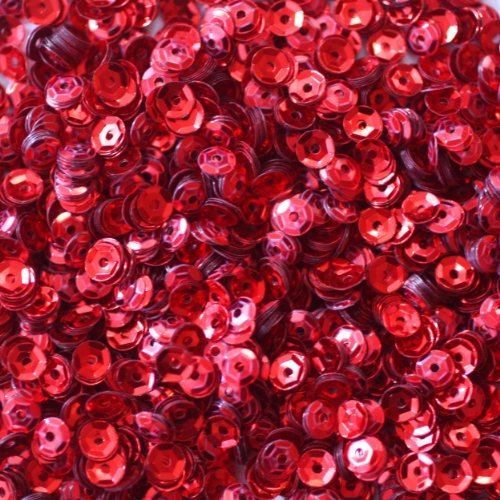 4mm CUP SEQUINS Facet PAILLETTES ~ RED Metallic ~ Loose sequins for embroidery, bridal, applique, arts, crafts, and embellishment. Made in USA.