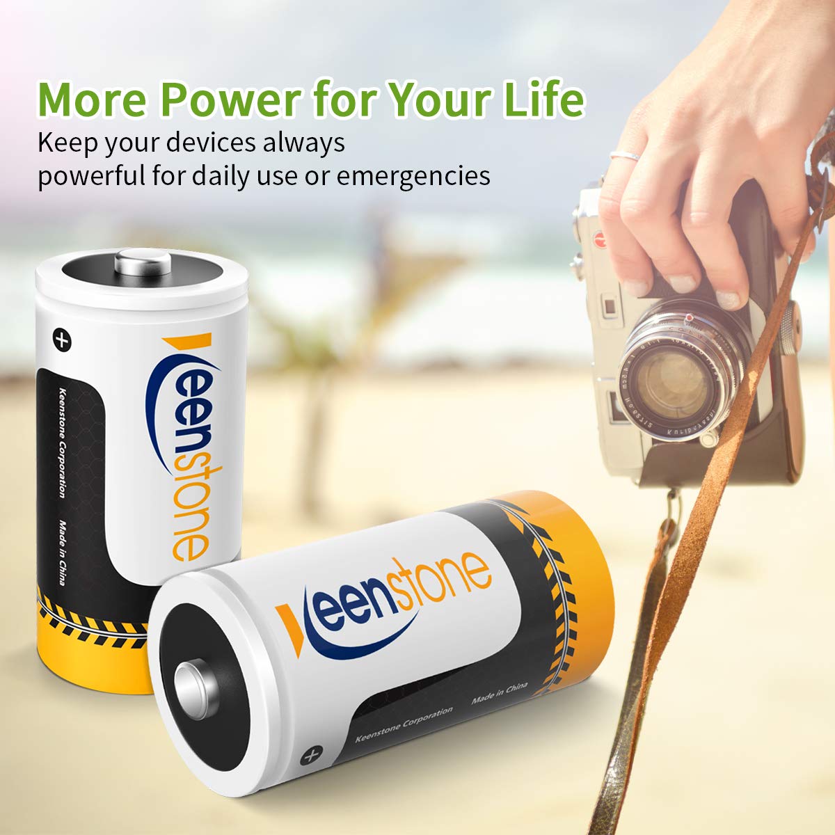 Keenstone Rechargeable C Batteries 1.2V 5000mAh Ni-MH High Capacity C Size Batteries (6 Pack)