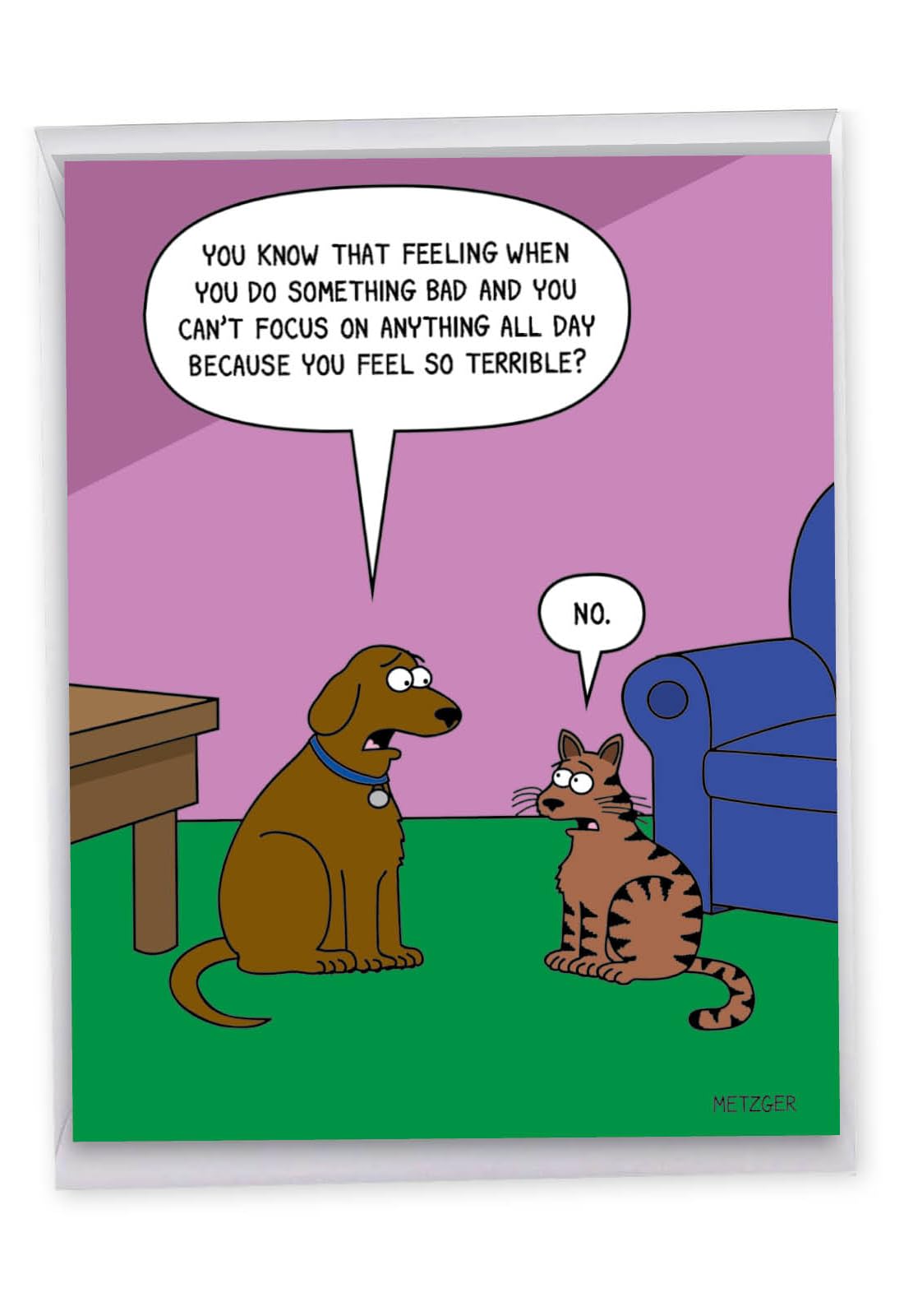 Humorous Dog Guilt Happy Birthday Card with Envelope (Large 8.5 x 11 Inch) - Funny Belated Bday Greeting Notecard with Dog, Cat, Animal Love - Cute, Adorable Personalized Stationery J6390BDG