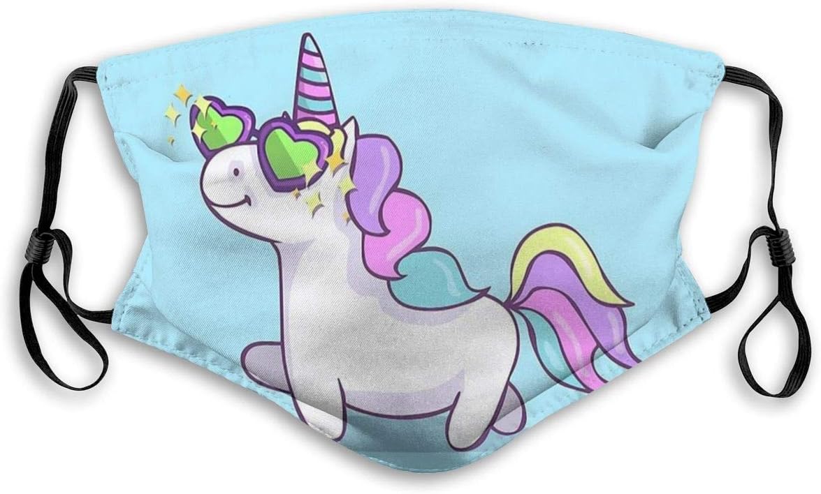Fabulous Unicorn Kids Girls Boys Adjustable Ear Loops Face Ma-sk,Reusable Protection Ma-sk with Filter,Anti-smog PM2.5 Ma-sk,Dustproof Mouth Ma-sk,Safety Cotton Ma-sk