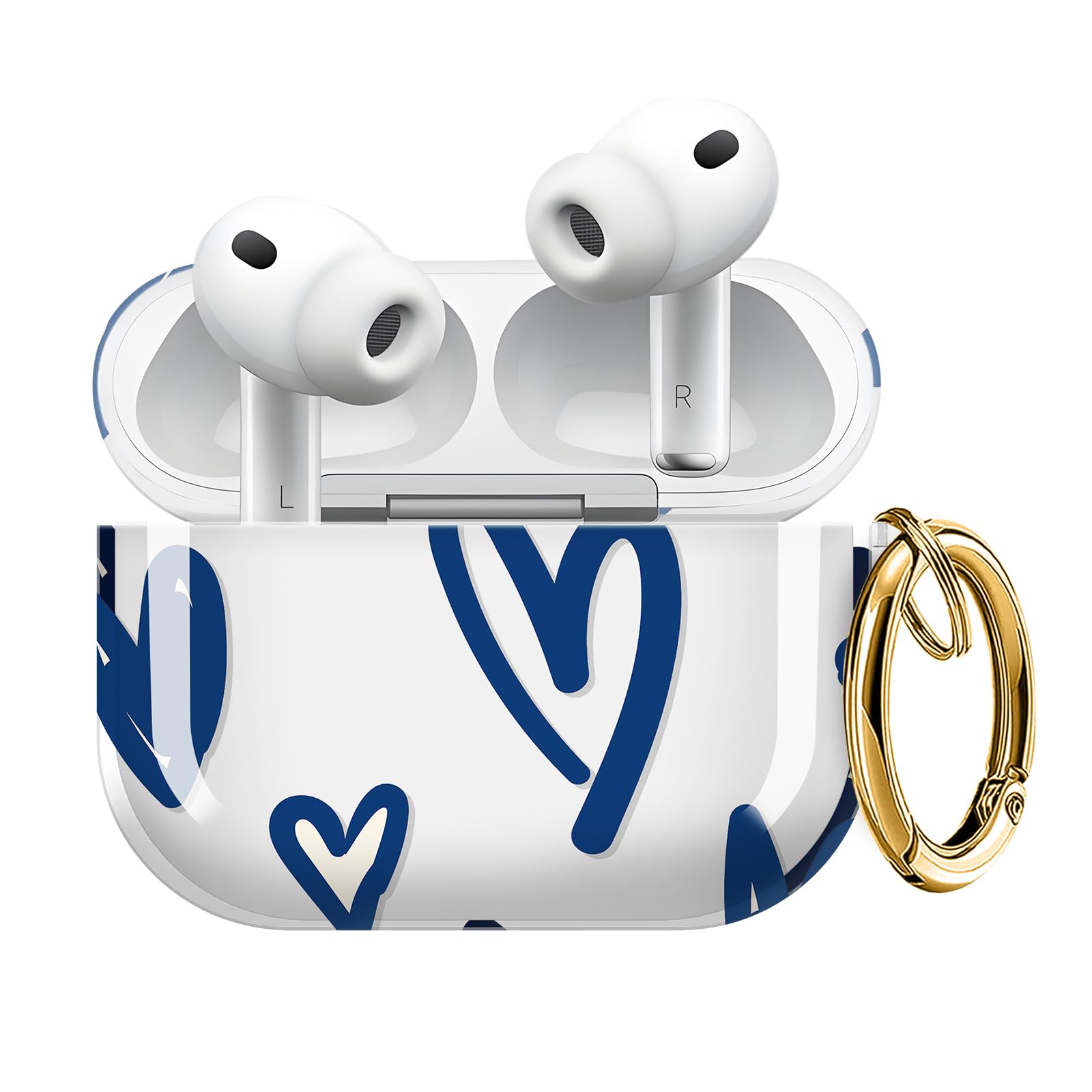Photo 1 of ZEKICE for AirPods Pro 3 Generation Case, Clear Flower Air Pod Pro 3 Case for Women Girly Cute Soft AirPod Pro 3 Cover with Keychain Strap for AirPod Pro 3 Cover 2025 Cute Blue Heart