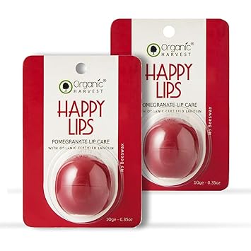 Organic Harvest Pomegranate Lip Balm For dry & Chapped Lips, Sulphate Free - 10gm (Pack of 2)