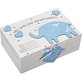 Soaoo 3D Wooden Baby Boys Memories Keepsake Box Baby Girls Elephant First Keepsake Box New Parent Newborn Baptismal Birthday Gift for Mementos 11.81'' x 7.87'' x 3.94''(Blue)