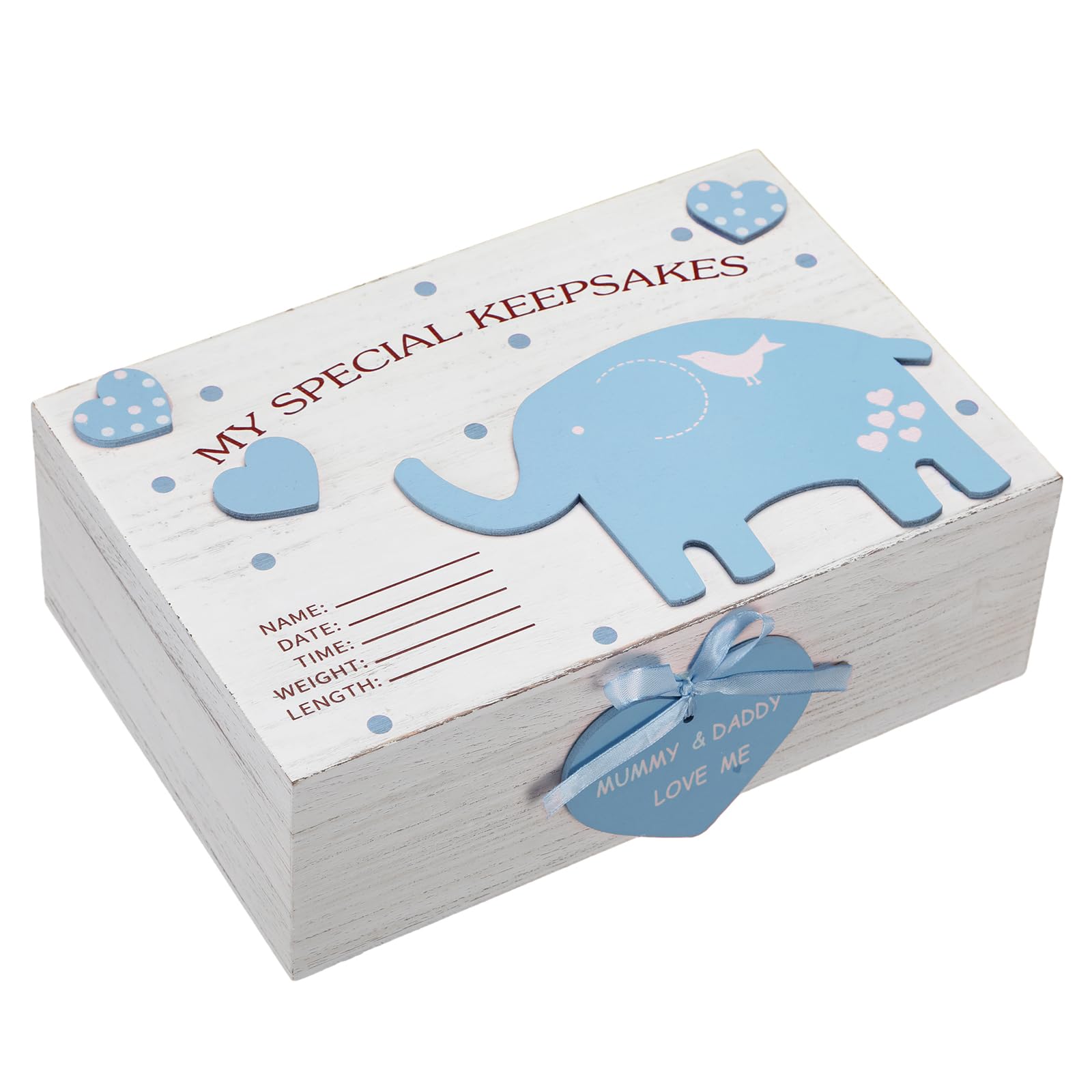 Photo 1 of Soaoo 3D Wooden Baby Boys Memories Keepsake Box Baby Girls Elephant First Keepsake Box New Parent Newborn Baptismal Birthday Gift for Mementos 11.81'' x 7.87'' x 3.94''(Blue)
