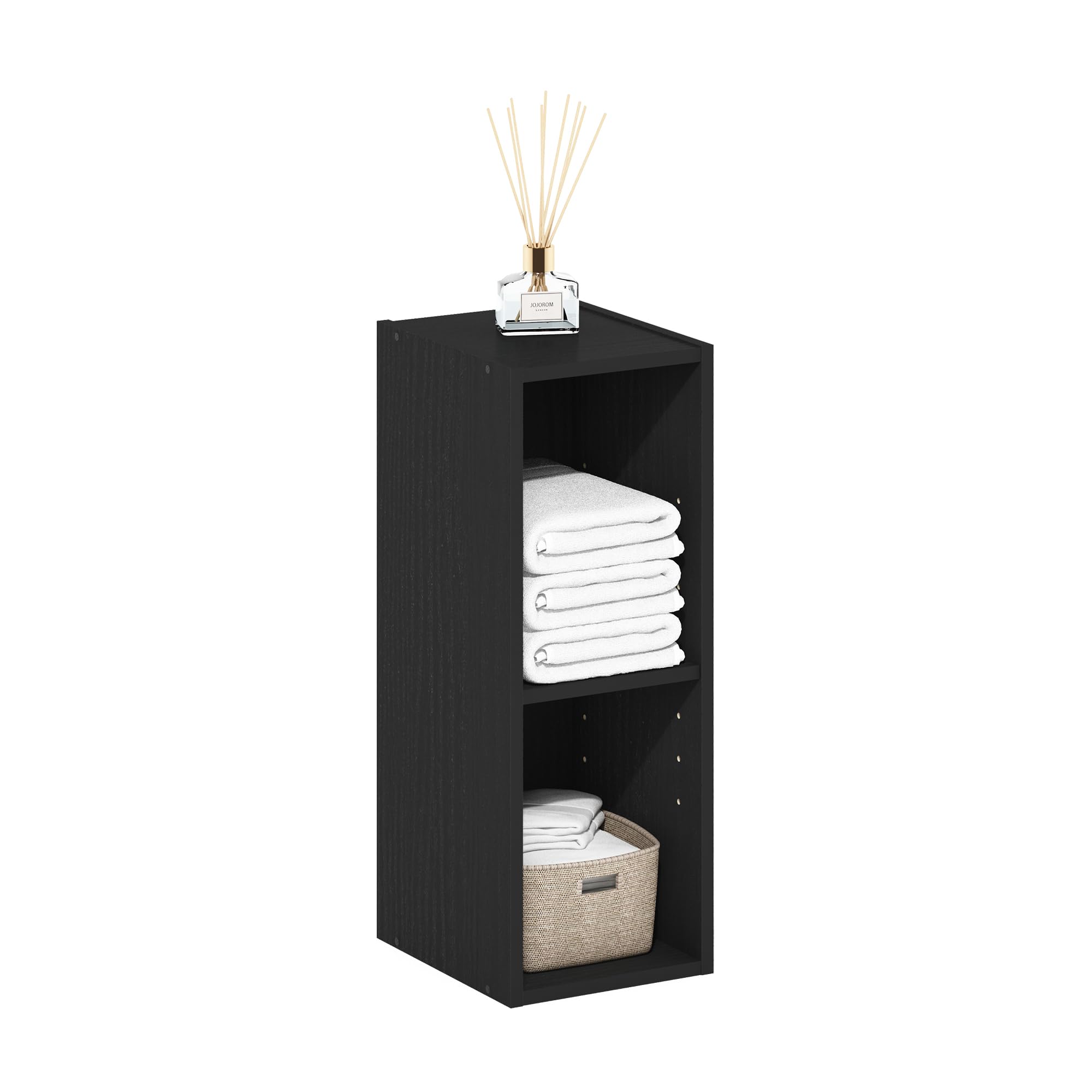 Photo 1 of Furinno Fulda 2-Tier Space Saving Storage Shelf Bookcase, 8-Inch Width, Blackwood