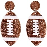 Cute Sports Rugby Baseball Earrings Baseball Acrylic Basketball Soccer Football Dangle Statement Earrings for Women Sports Lover Jewelry Gift