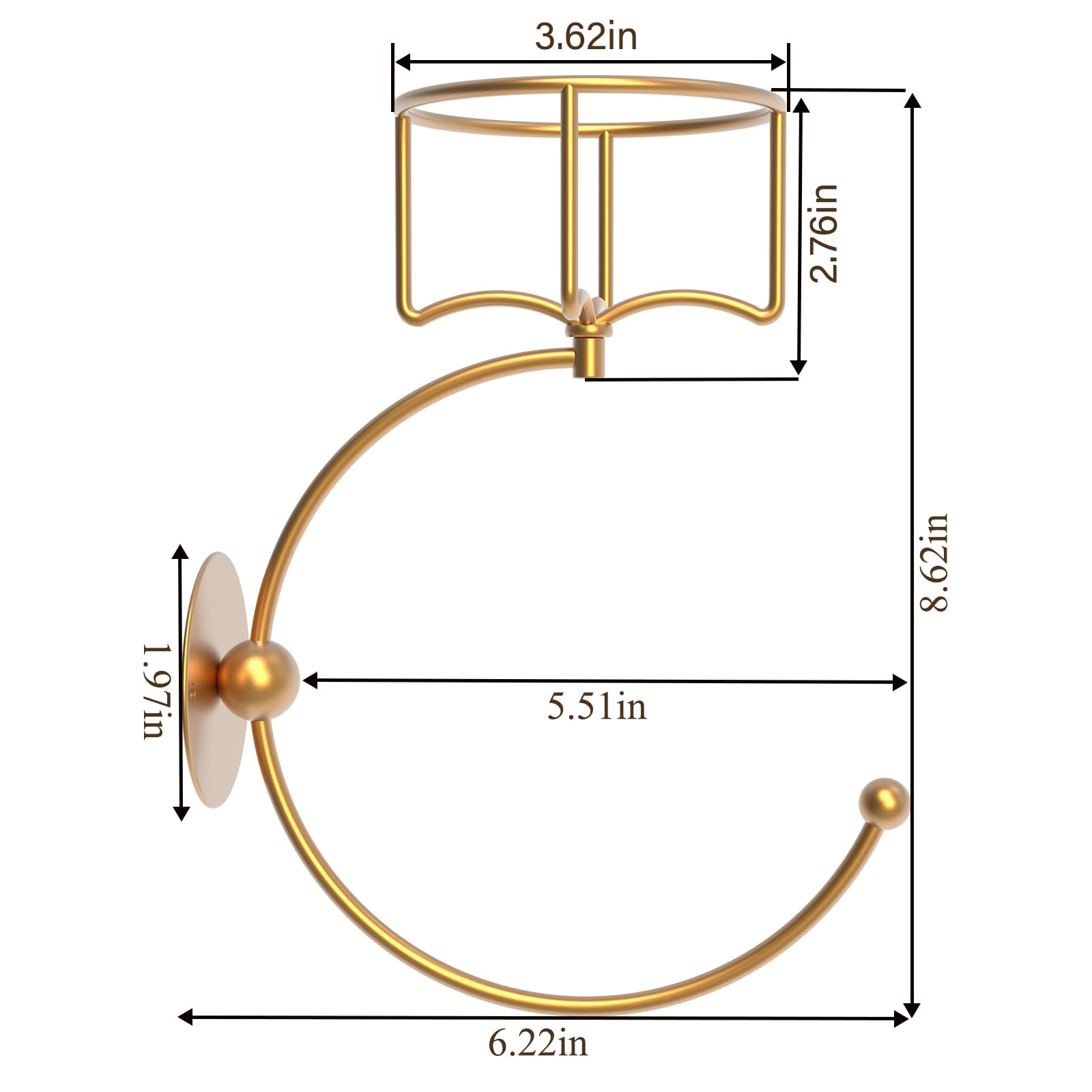 Zylbb Vintage Metal Bathroom Hand Towel Holder with Rustic Candle Holder - Gold Rustproof Wall-Mounted Organizer for Farmhouse, Kitchen and Bedroom Decor