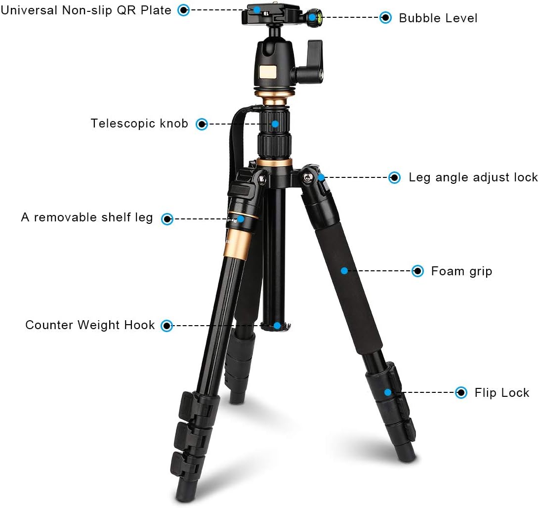 AFAITH Tripod for DSLR Camera, Ultra Compact and Lightweight Aluminum Travel Tripod with 360 Panorama Ball Head Quick Release Plate for Canon, Nikon, Sony, Samsung, Olympus, Panasonic : Camera & Photo