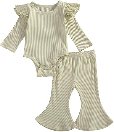 beige flared trousers