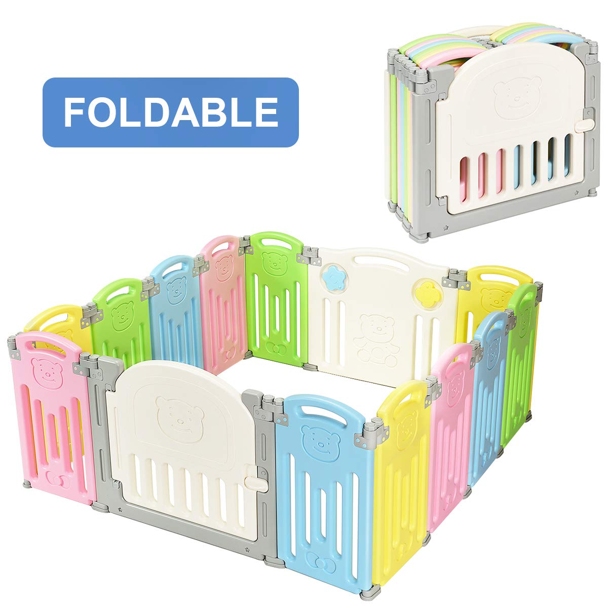 Buy Costzon Baby Playpen, 14Panel Foldable Kids Safety Activity Center