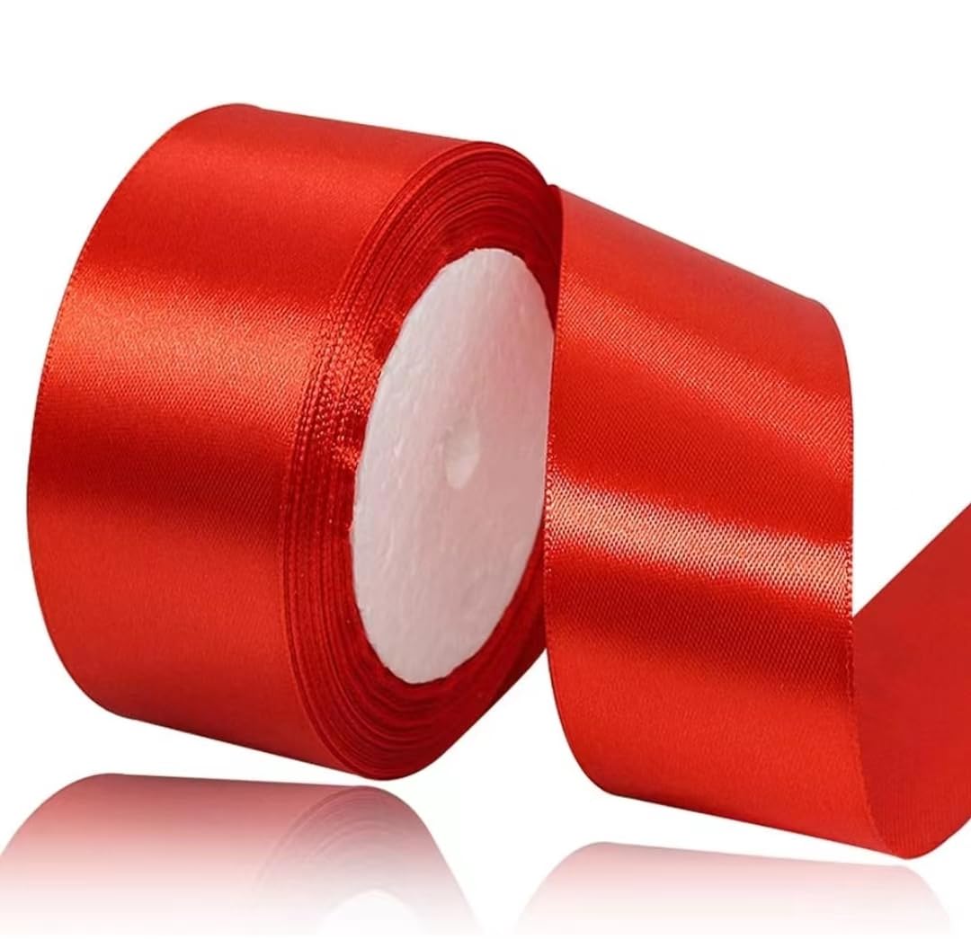 Red Ribbon 40mm for Christmas Party Decorations，23 Meters Red Satin Ribbon for Gift Wrapping, Crafting, Wedding Party, Christmas, Hair Bows, Floral Bouquets, Anniversaries，Baby Showers