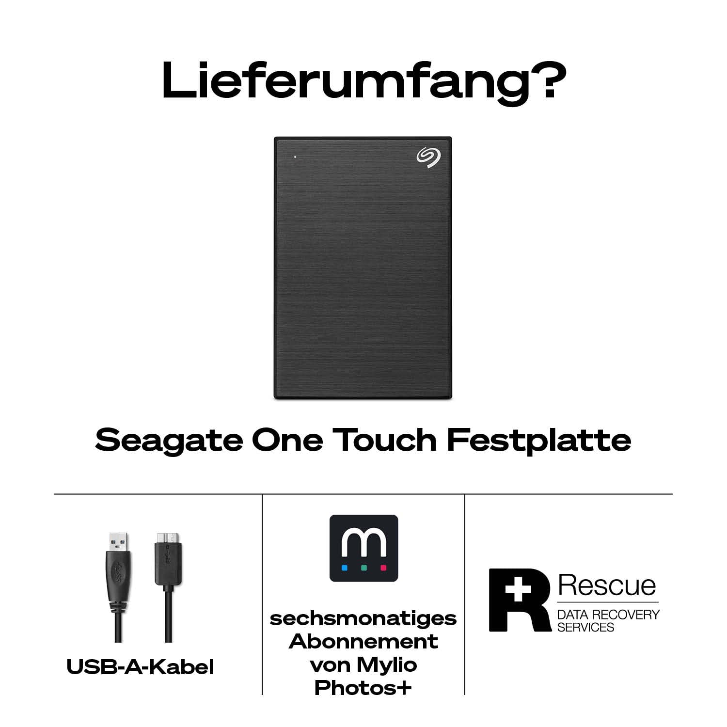 Seagate One Touch 5TB tragbare externe Festplatte, Hardwareverschlüsselung mit Kennwortzugriff, PC, Notebook & Mac, Xbox One & Series, PS4, PS5, USB 3.0, Space Gray, Rescue Service, STKZ5000404 4