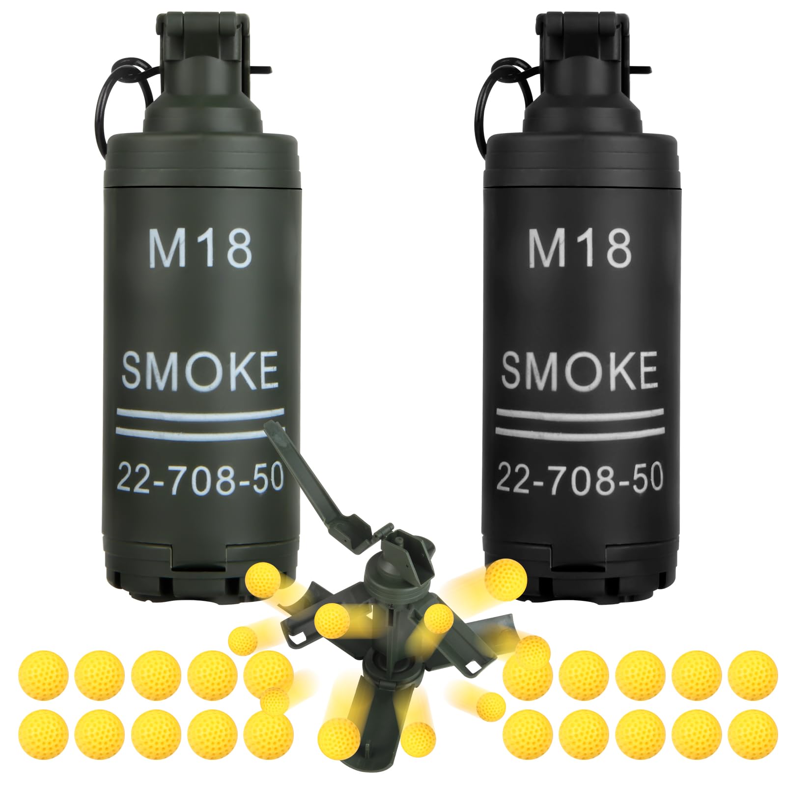 Photo 1 of Tactical Toy-Grenade for CS Battle Game,2Pcs Fall Resistant Refillable Hand Fake Grenade Toy with 20 Foam Ammo for 14+ Outdoor Sports