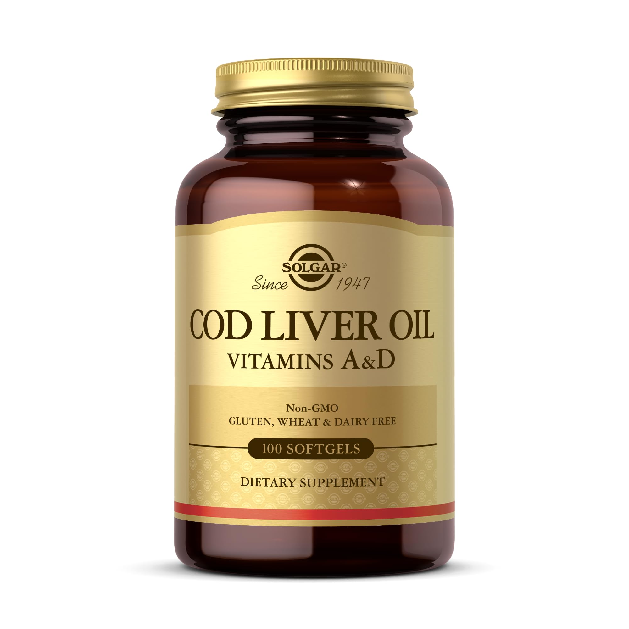 Solgar Cod Liver Oil Softgels - Pack of 100 - Vitamin A and Vitamin D - Immune Support - Promotes Healthy Eye and Skin Health - Derived from Fish and Molecularly Distilled - Gluten-Free