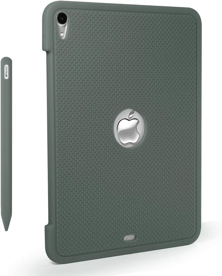 ZALU Case Compatible with iPad Pro 12.9 inch (Gen 3) 2018, Premiun Silicone Cover Case with Gen 2 Apple Pencil Case (Grey)