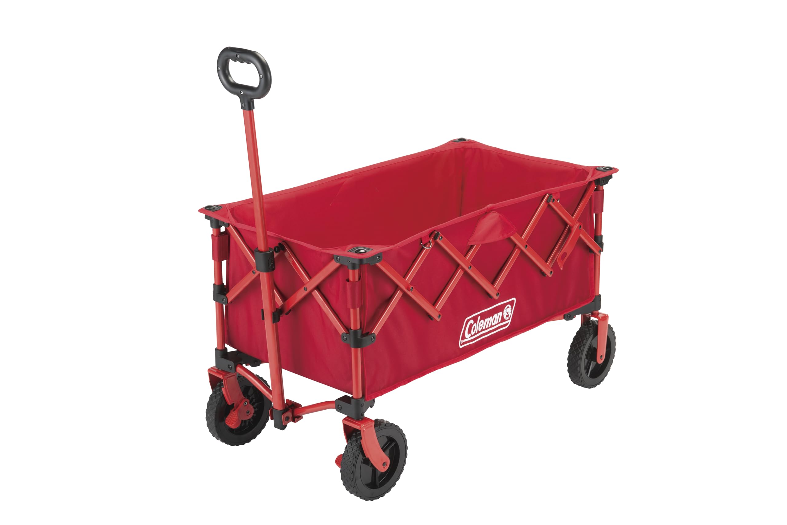 Coleman(コールマン) アウトドアワゴン 耐荷重約100kg ストッパー付 コンパクト収納 キャリー 折りたたみ式 自立式収納 キャンプ 部活 合宿 運動会 BBQ フェス ワンタッチ収束 レッド ベージュ オリーブ